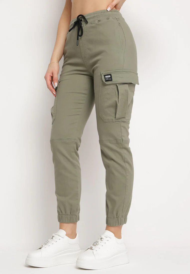 Pantalon de combat en coton kaki avec cordon de serrage - Image 3