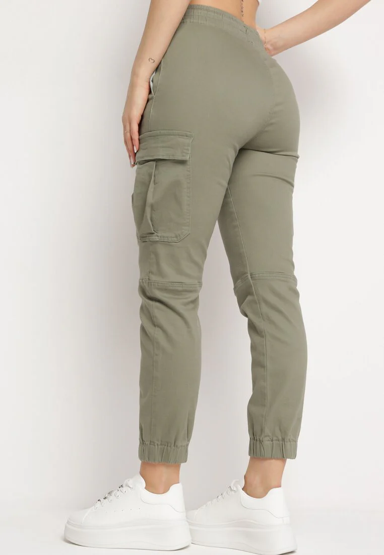 Pantalon de combat en coton kaki avec cordon de serrage - Image 4