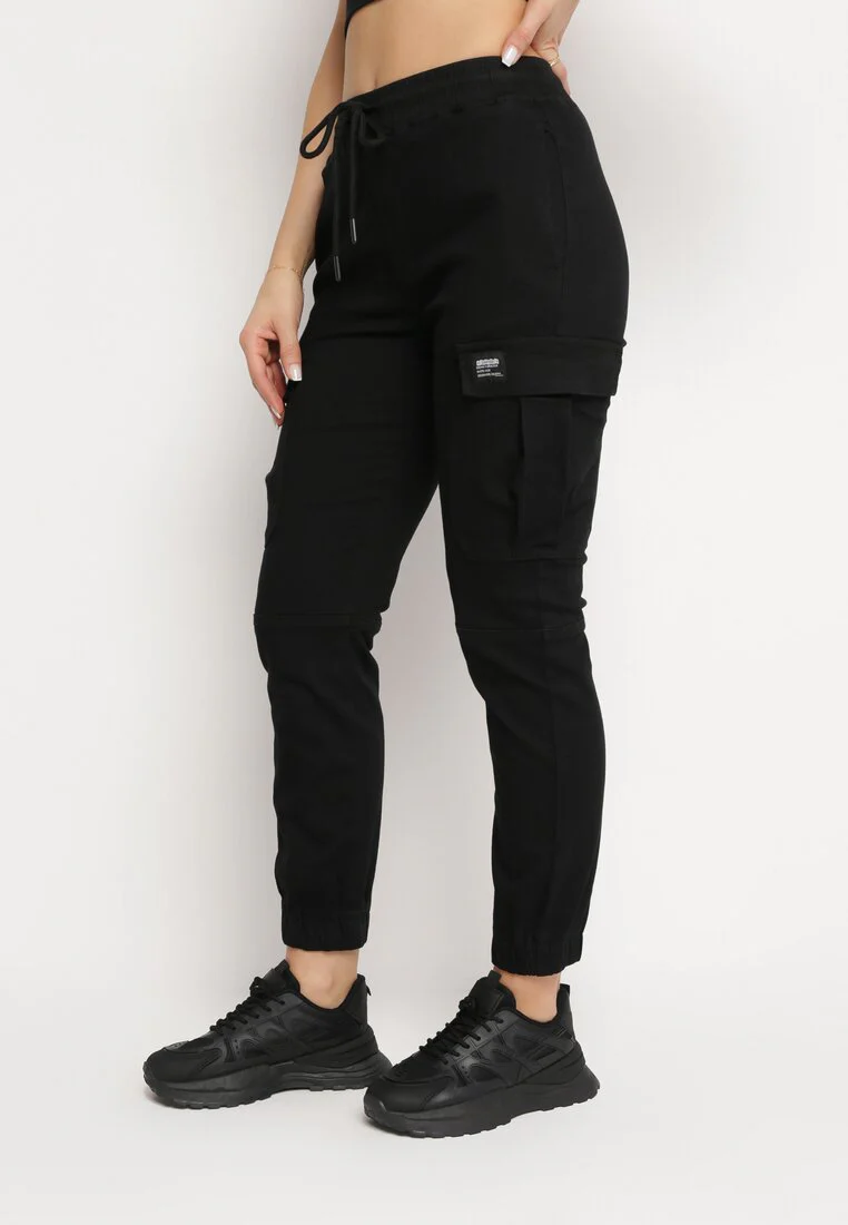 Pantalon de combat en coton noir avec cordon de serrage - Image 3