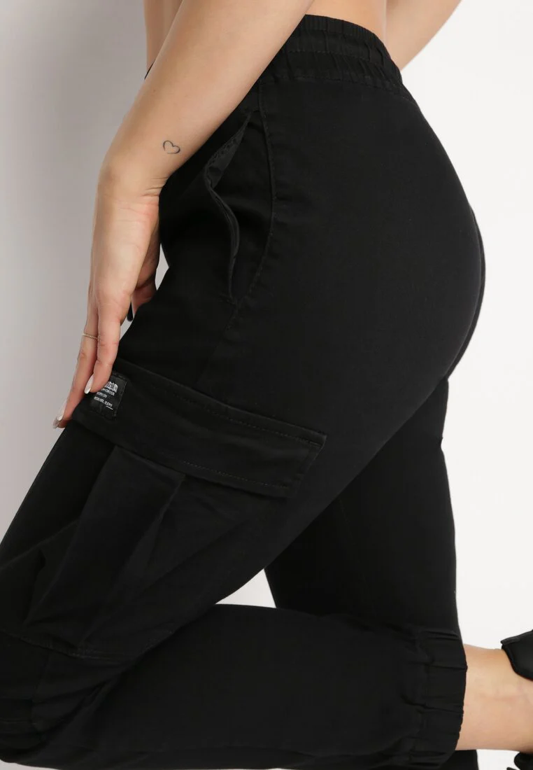 Pantalon de combat en coton noir avec cordon de serrage - Image 5