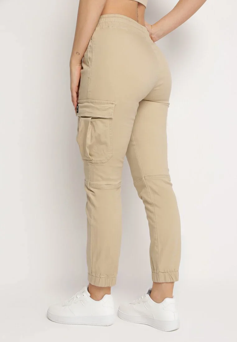 Pantalon de combat en coton taupe avec cordon de serrage - Image 4