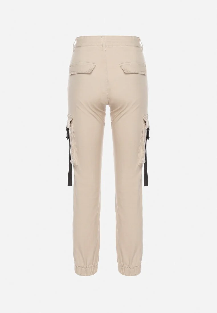 Pantalon de jogging en coton taille haute beige - Image 7