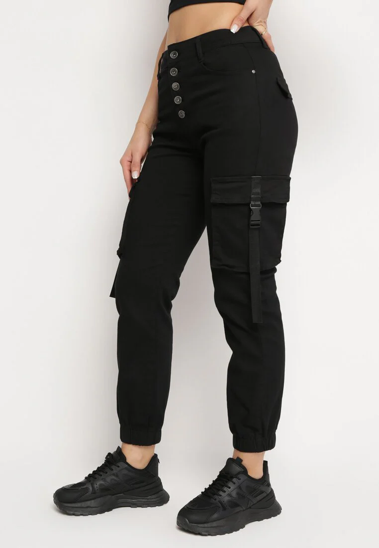 Pantalon de jogging en coton taille haute noir - Image 3