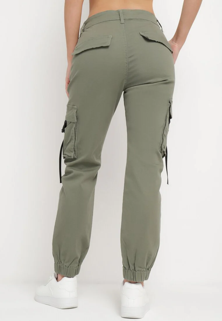 Pantalon de jogging en coton taille haute vert - Image 4