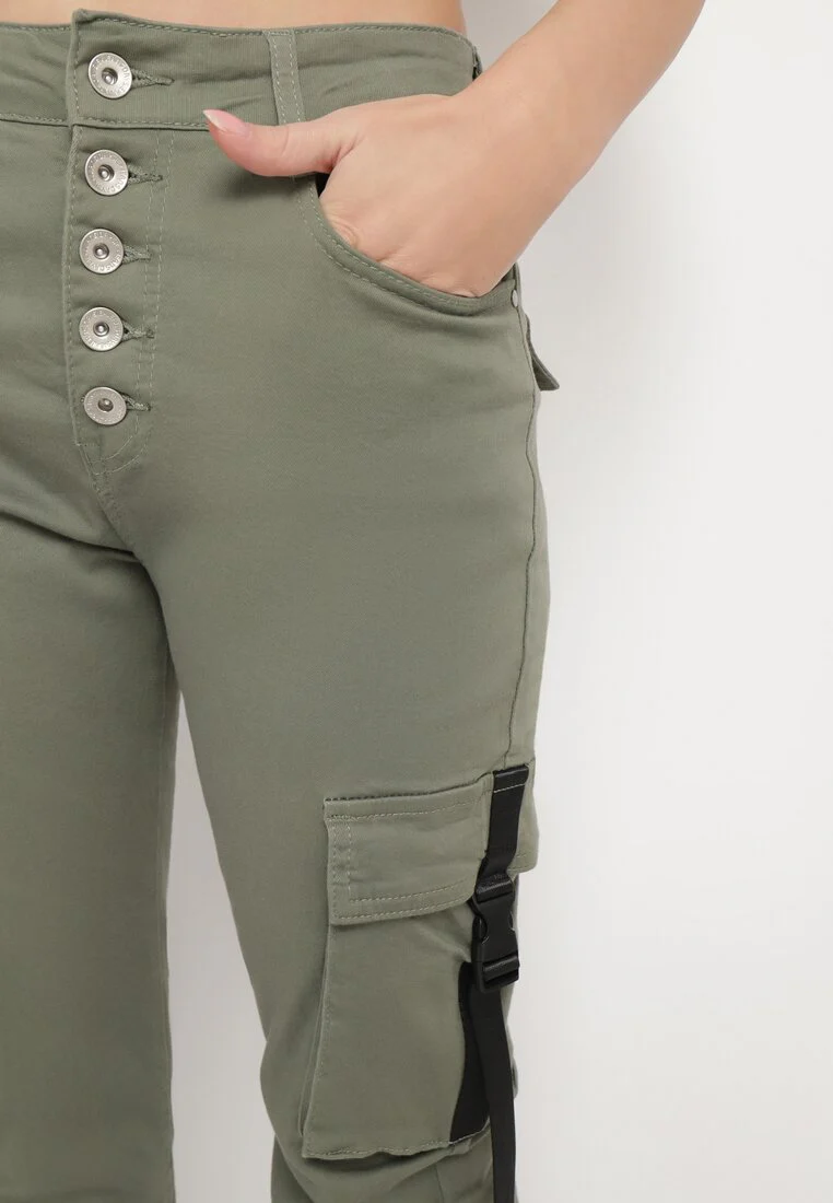 Pantalon de jogging en coton taille haute vert - Image 5