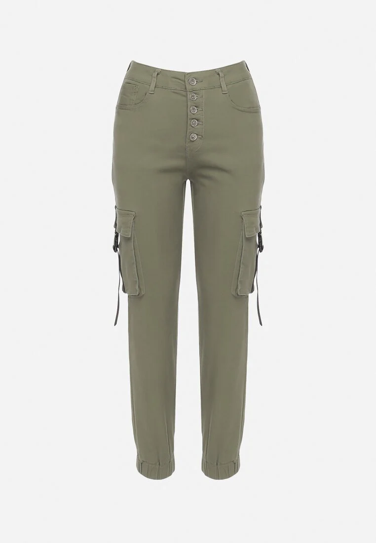 Pantalon de jogging en coton taille haute vert - Image 6