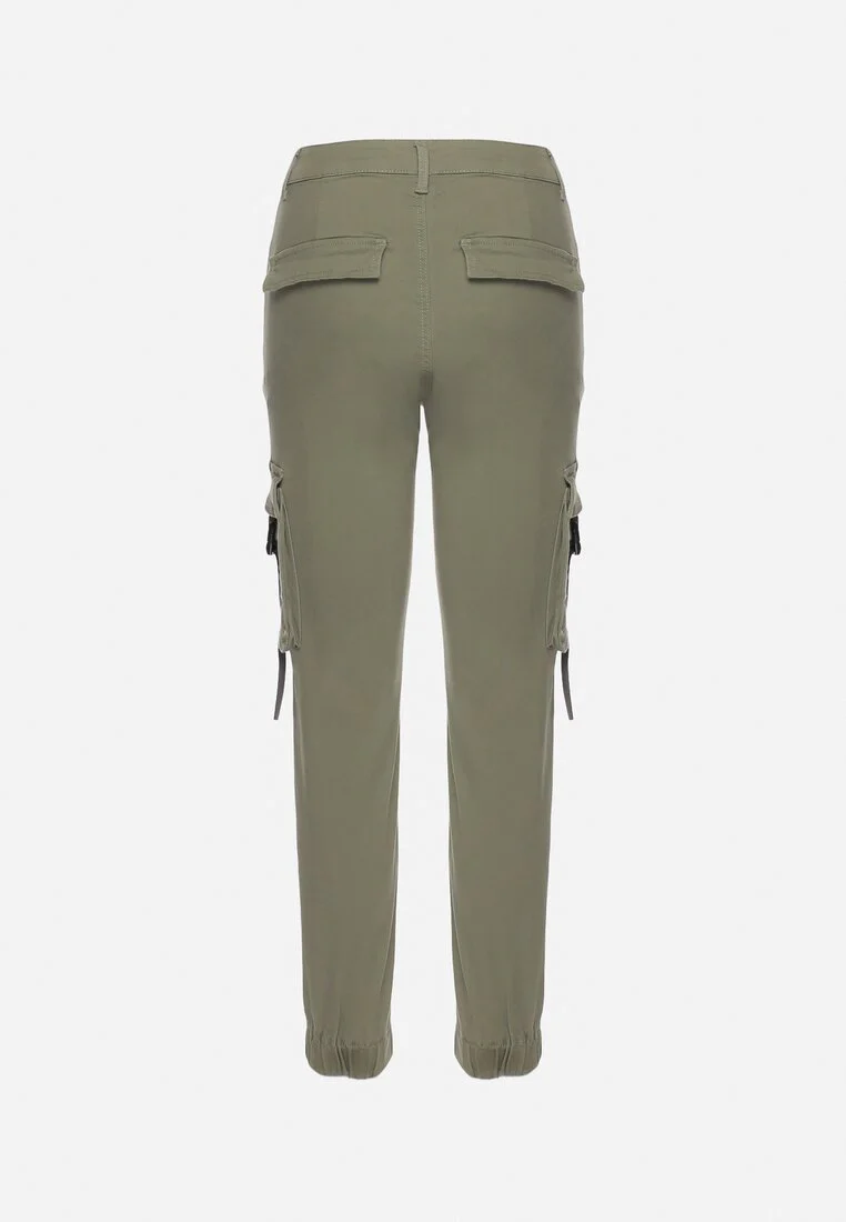 Pantalon de jogging en coton taille haute vert - Image 7