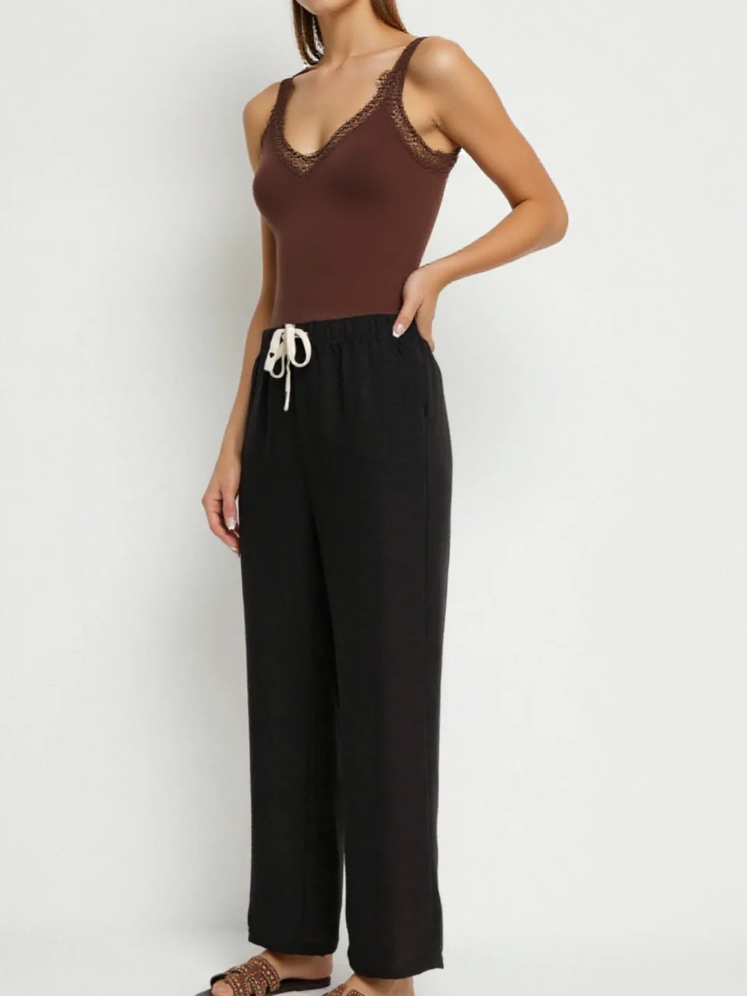 Pantalon droit effet lin - Image 5