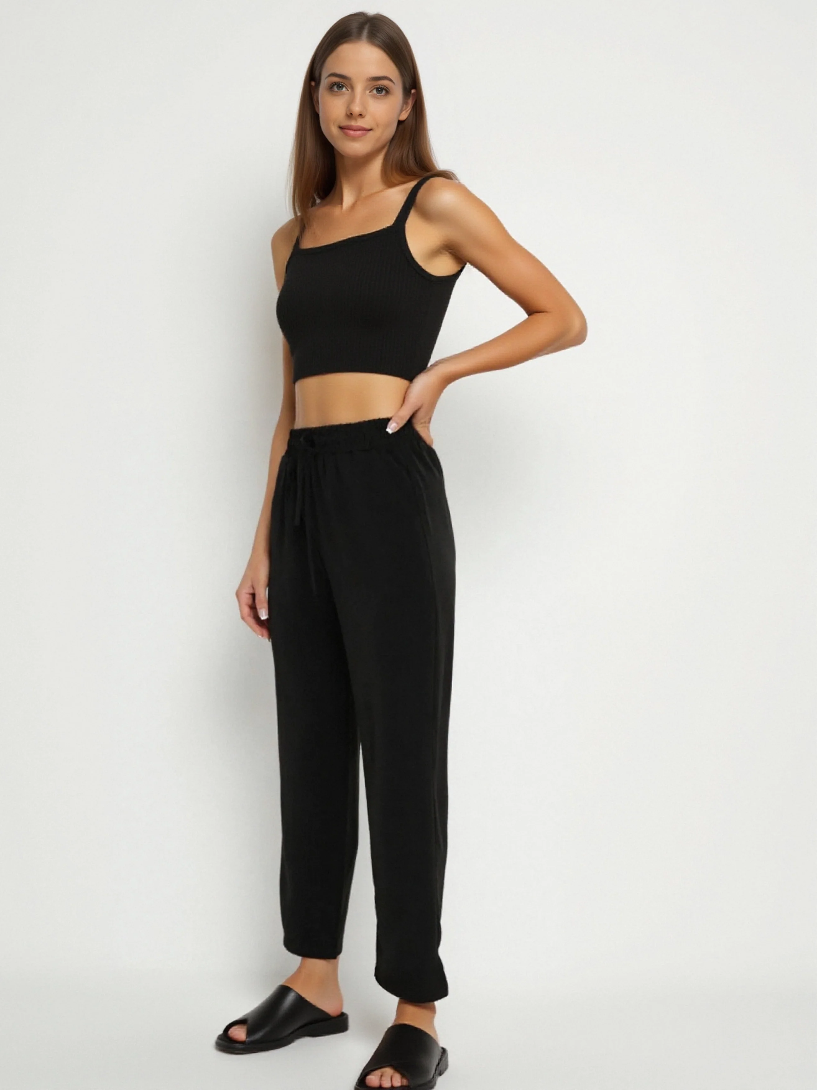 Pantalon droit en tissu doux