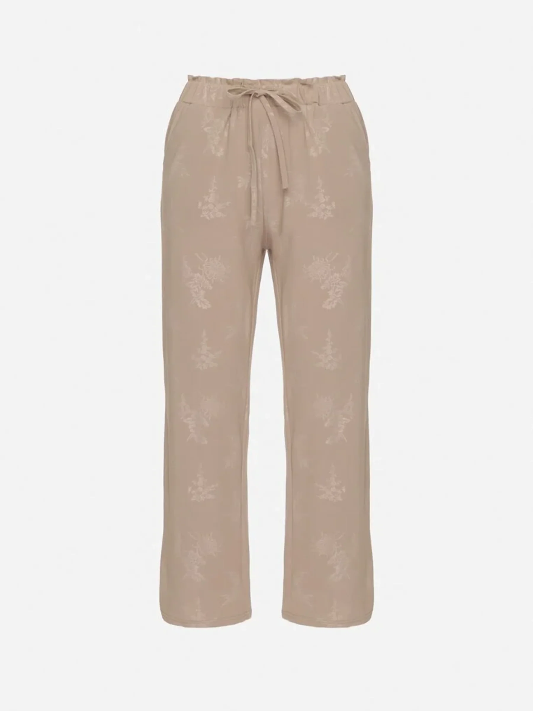 Pantalon droit en tissu doux imprimé ton sur ton - Image 15