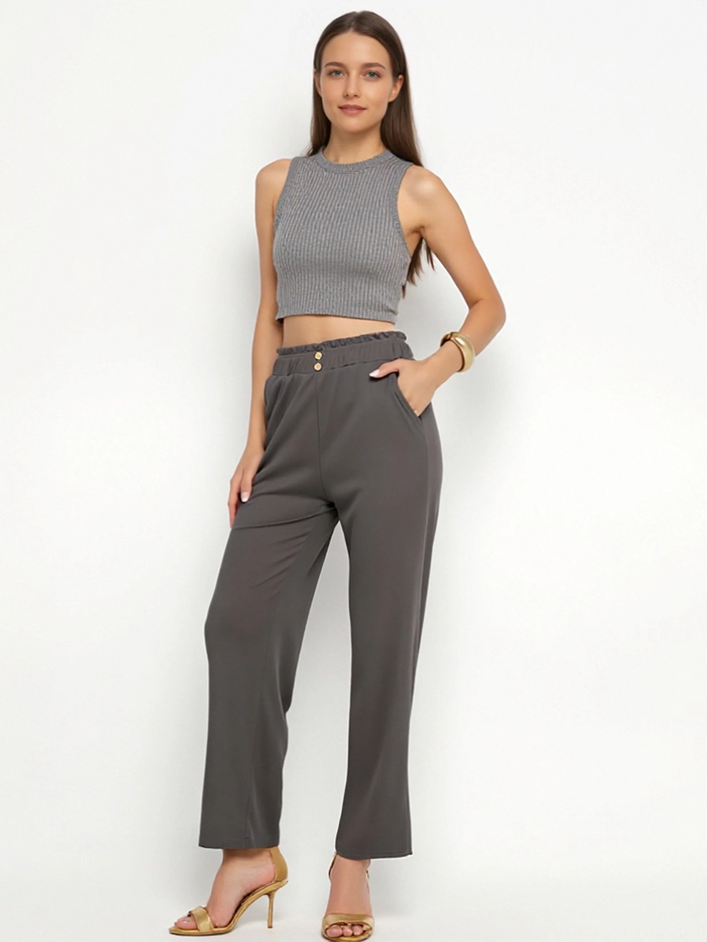Pantalon droit en tissu léger