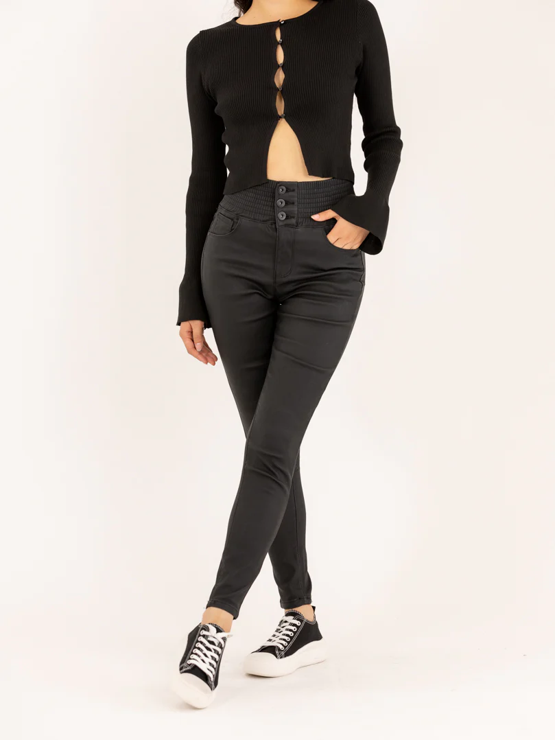 Pantalon effet cuir élastique ajustée - Image 2