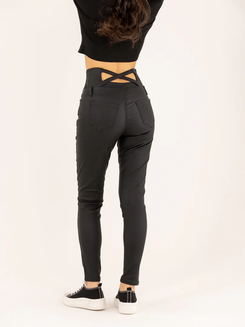 Pantalon effet cuir élastique ajustée - Image 4