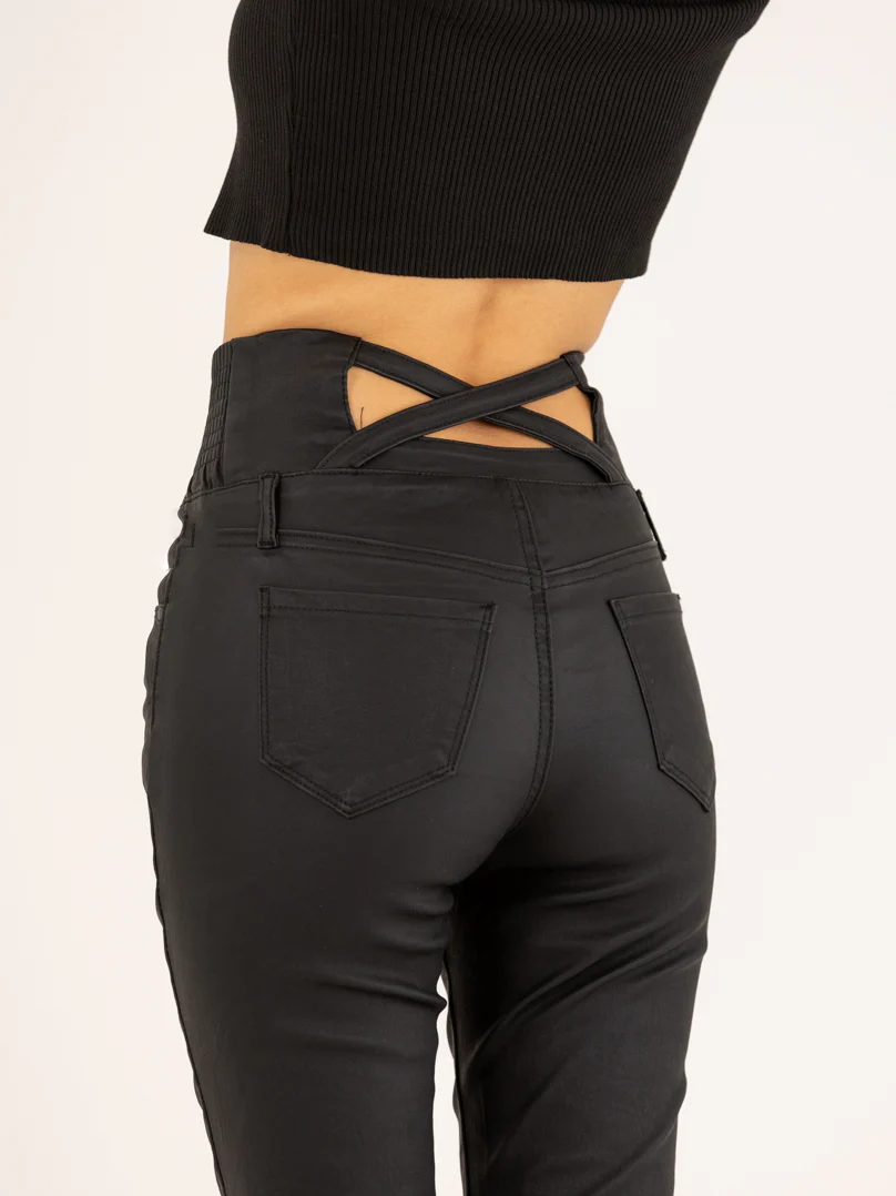 Pantalon effet cuir élastique ajustée - Image 5
