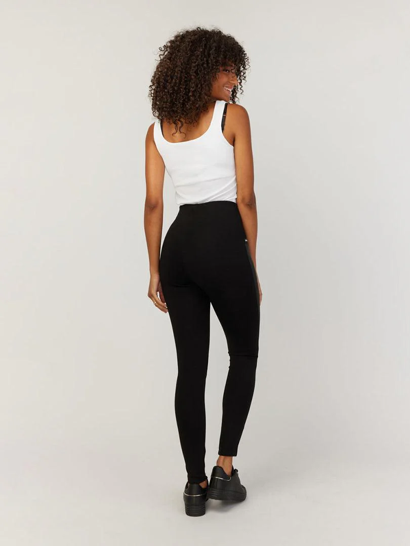 Pantalon en simili cuir noir à imprimé et fermeture éclair - Image 2