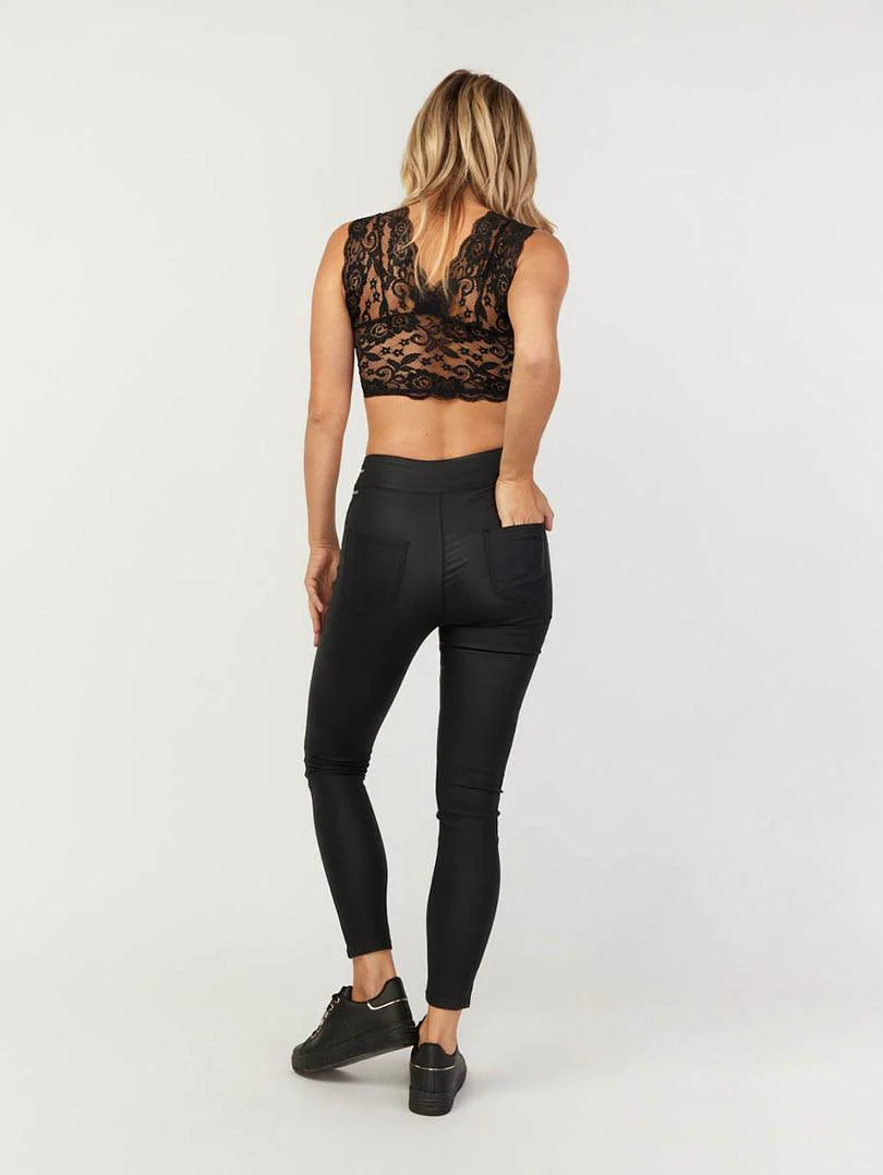 Pantalon en simili cuir noir et fermeture éclair argent - Image 3