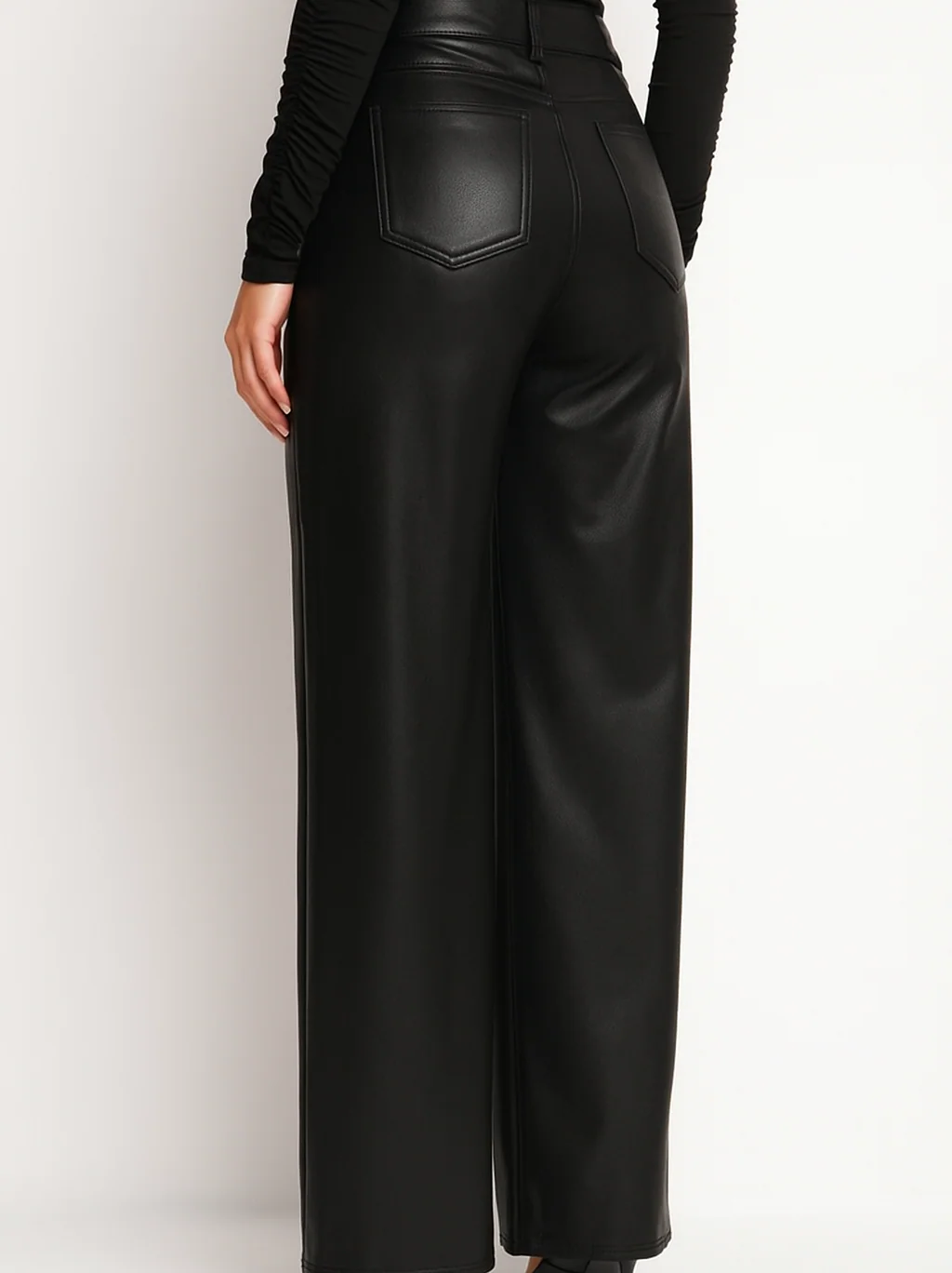Pantalon Femme Wide Leg en Simili Cuir Élégance Chaude & Confortable - Image 2
