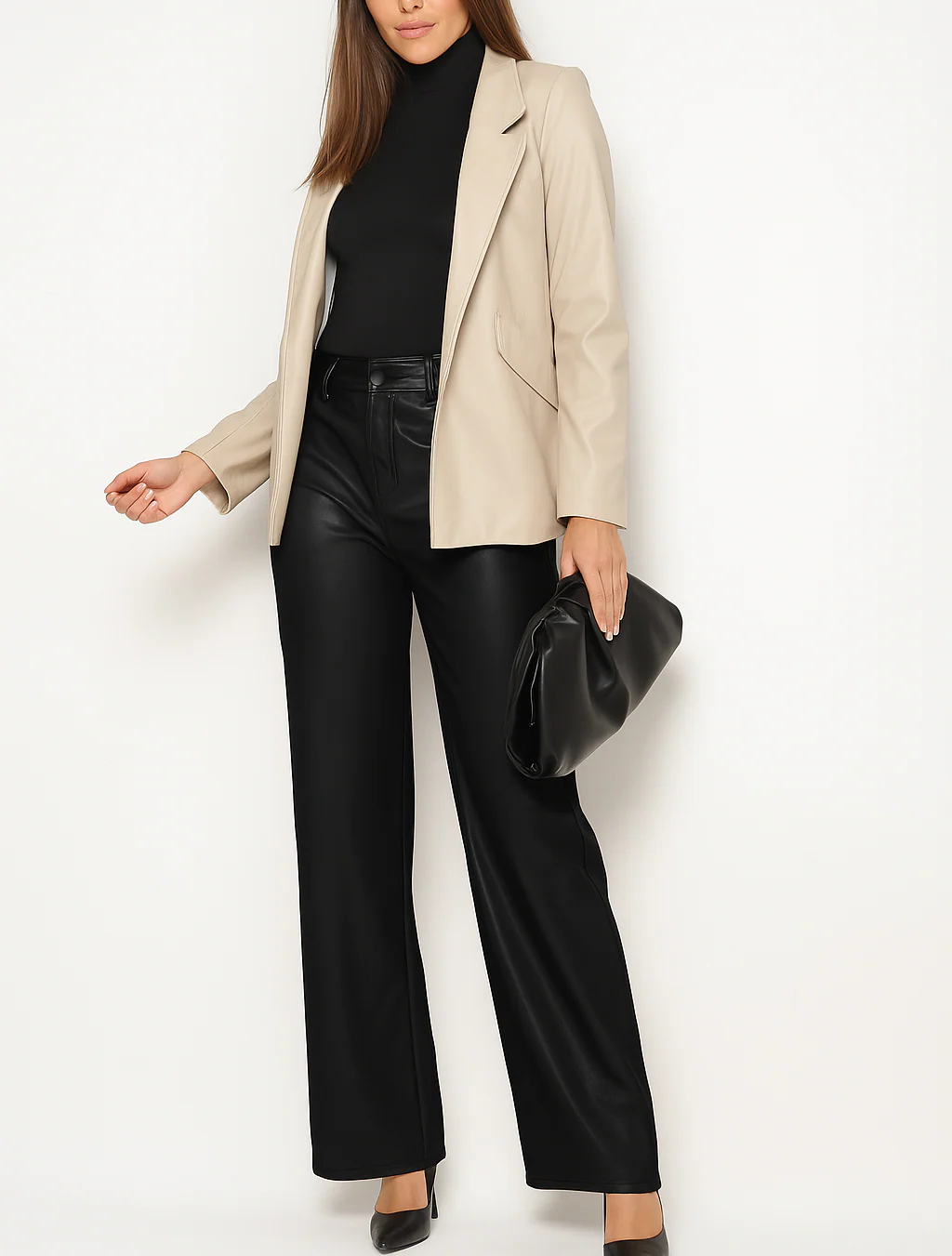 Pantalon Femme Wide Leg en Simili Cuir Élégance Chaude & Confortable - Image 4