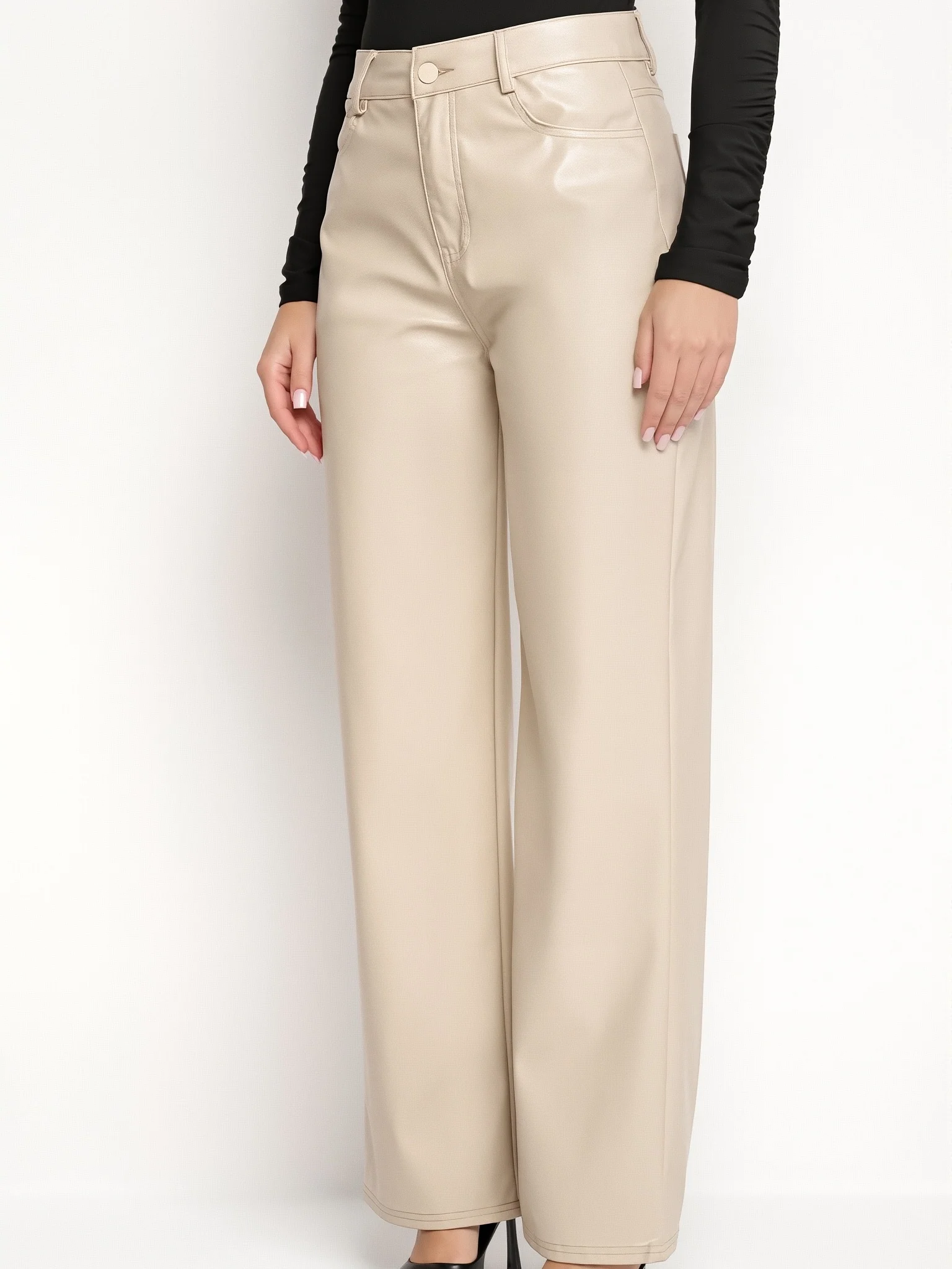 Pantalon Femme Wide Leg en Simili Cuir Élégance Chaude & Confortable - Image 6