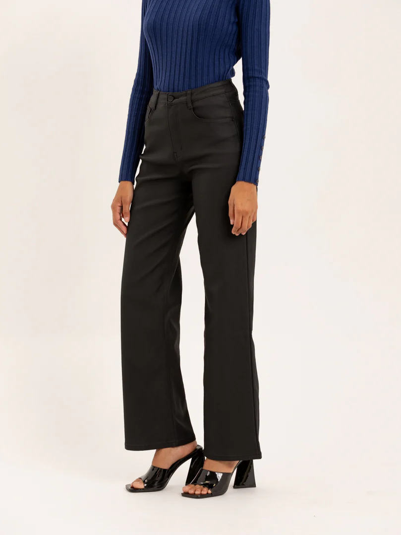 Pantalon large simili cuir effet mat - Image 3