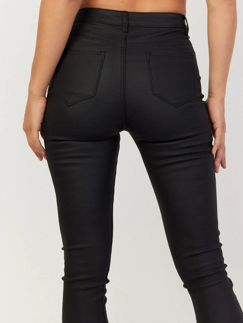 Pantalon noir 5 poches et boutons - Image 5