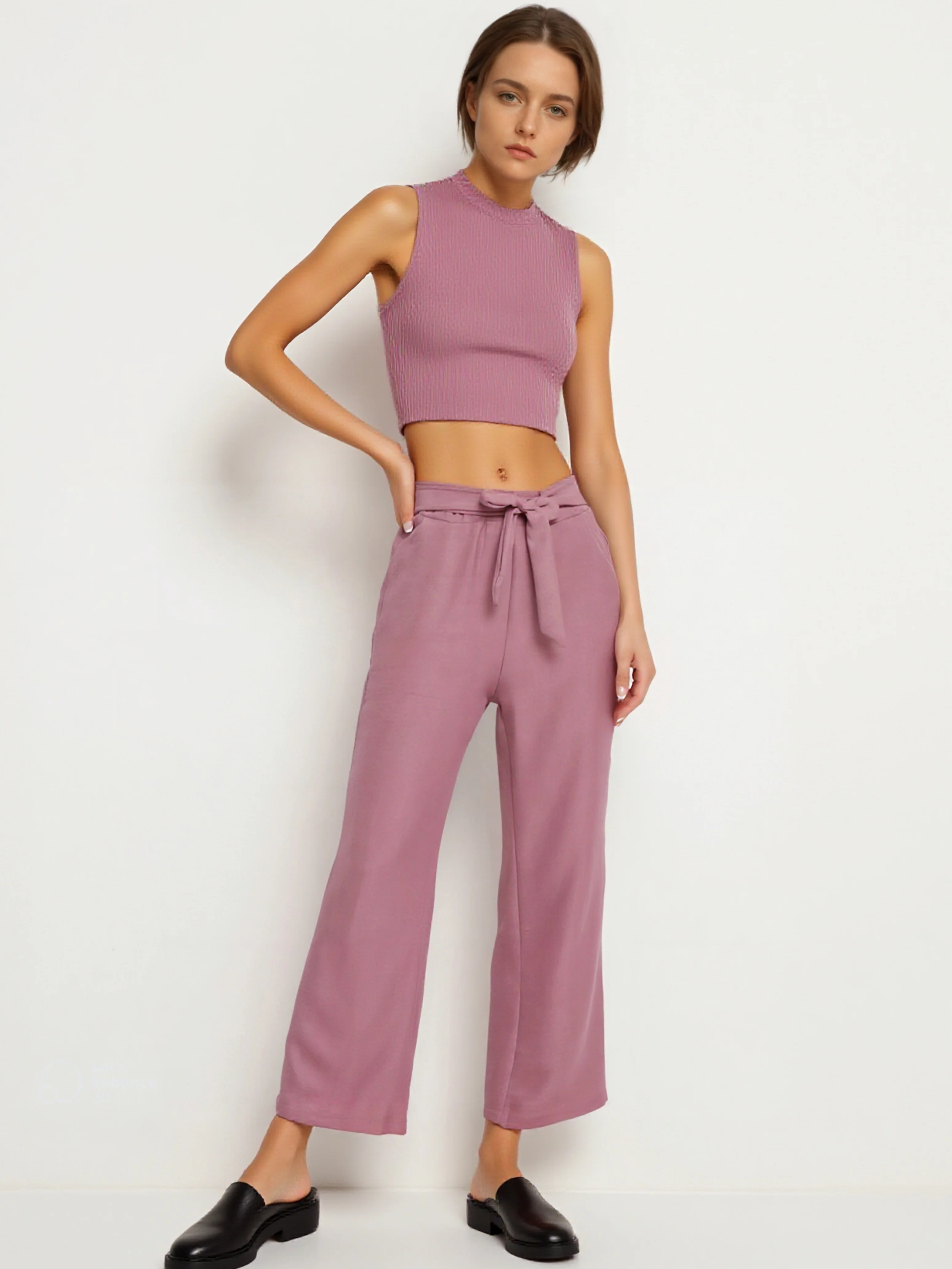 Pantalon palazzo ceinturé
