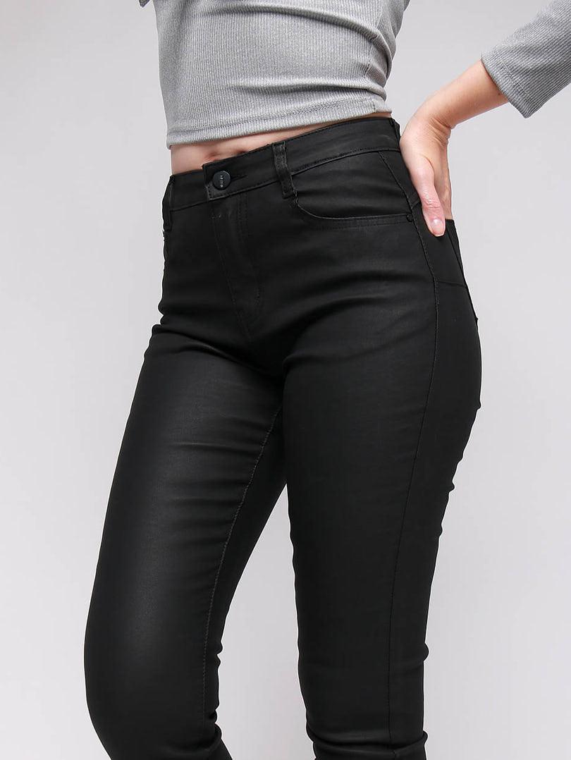 Pantalon push up noir simili cuir - Image 2