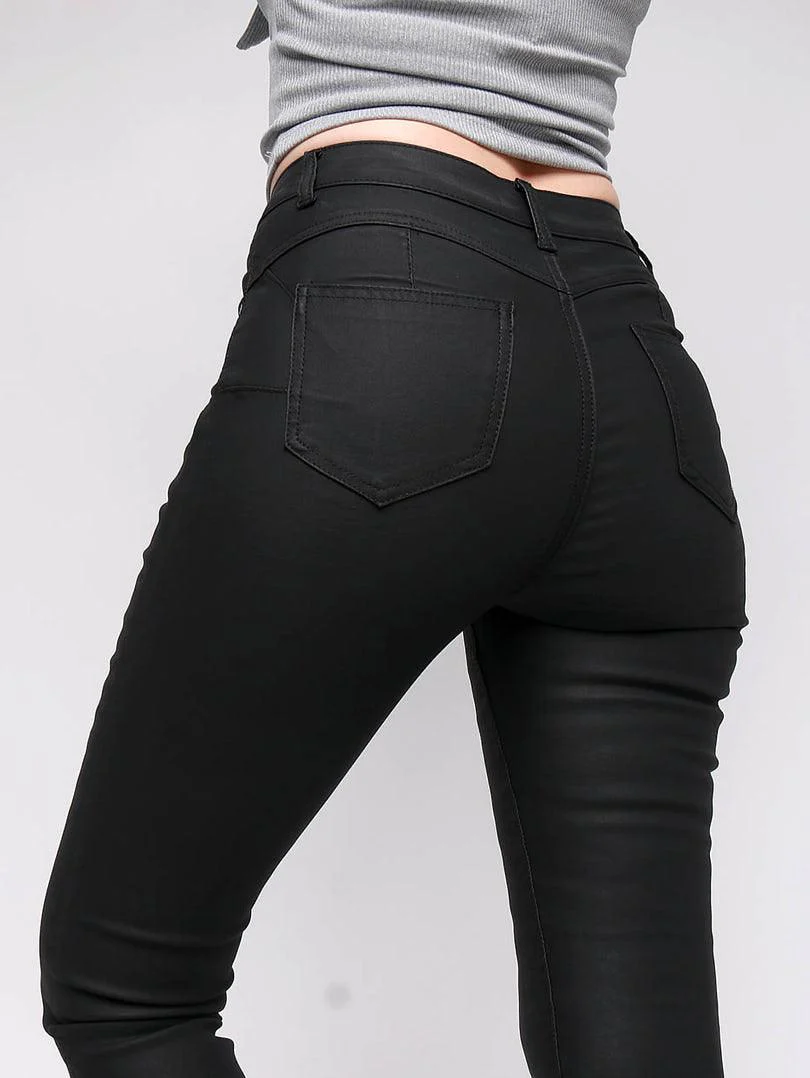 Pantalon push up noir simili cuir - Image 3