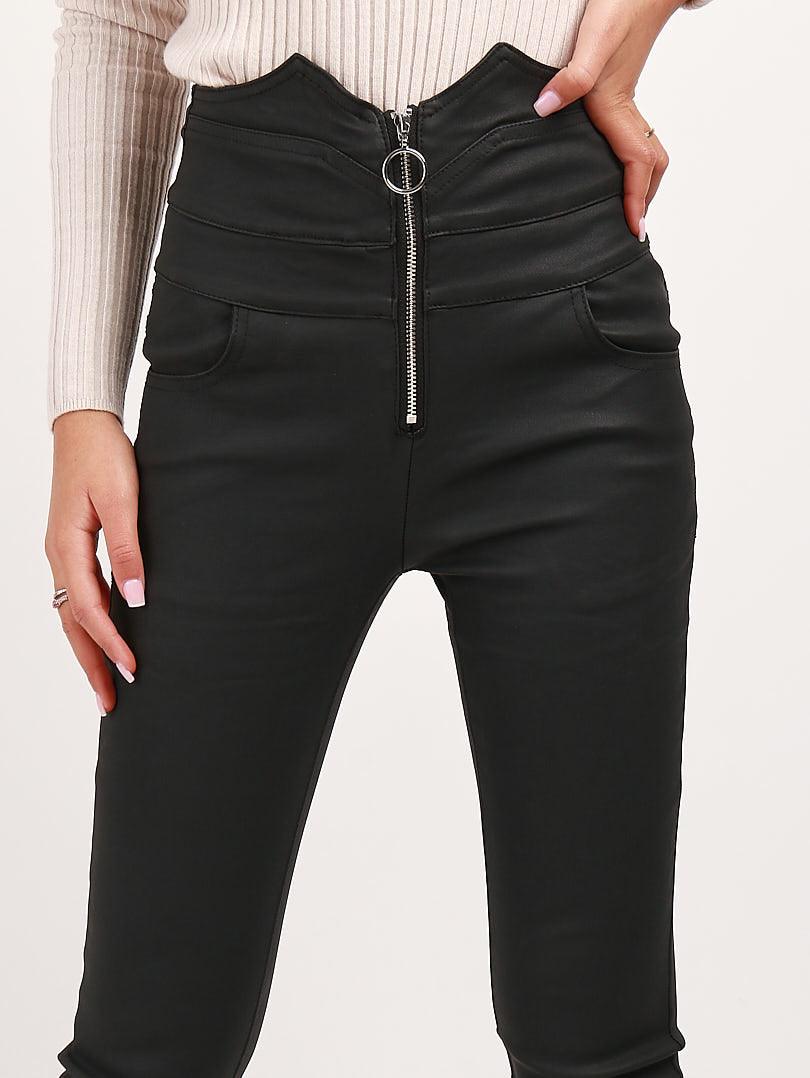 Pantalon simili cuir à fermeture éclair - Image 2