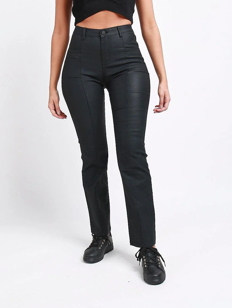 Pantalon simili cuir taille haute