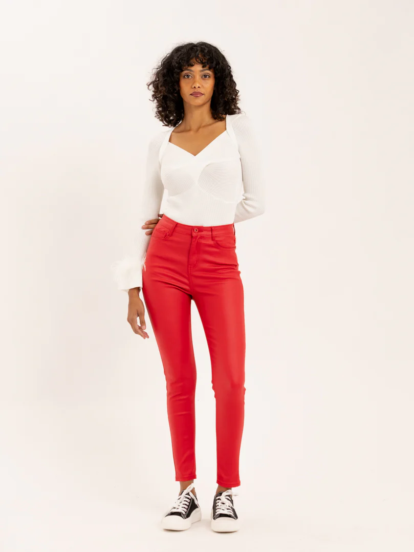 Pantalon skinny effet cuir mate