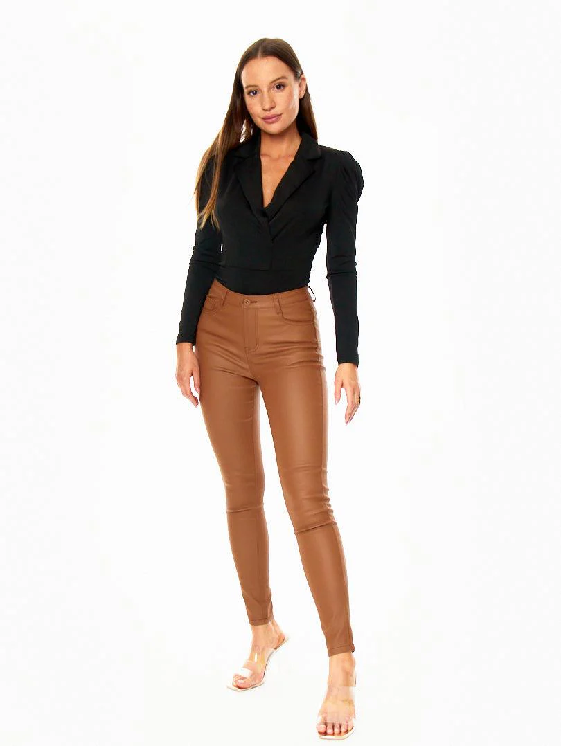 Pantalon skinny en simili cuir rouge - Image 7