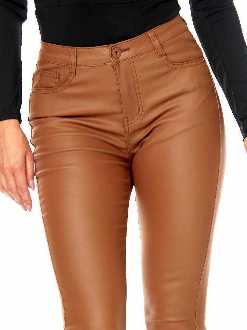 Pantalon skinny en simili cuir rouge - Image 9