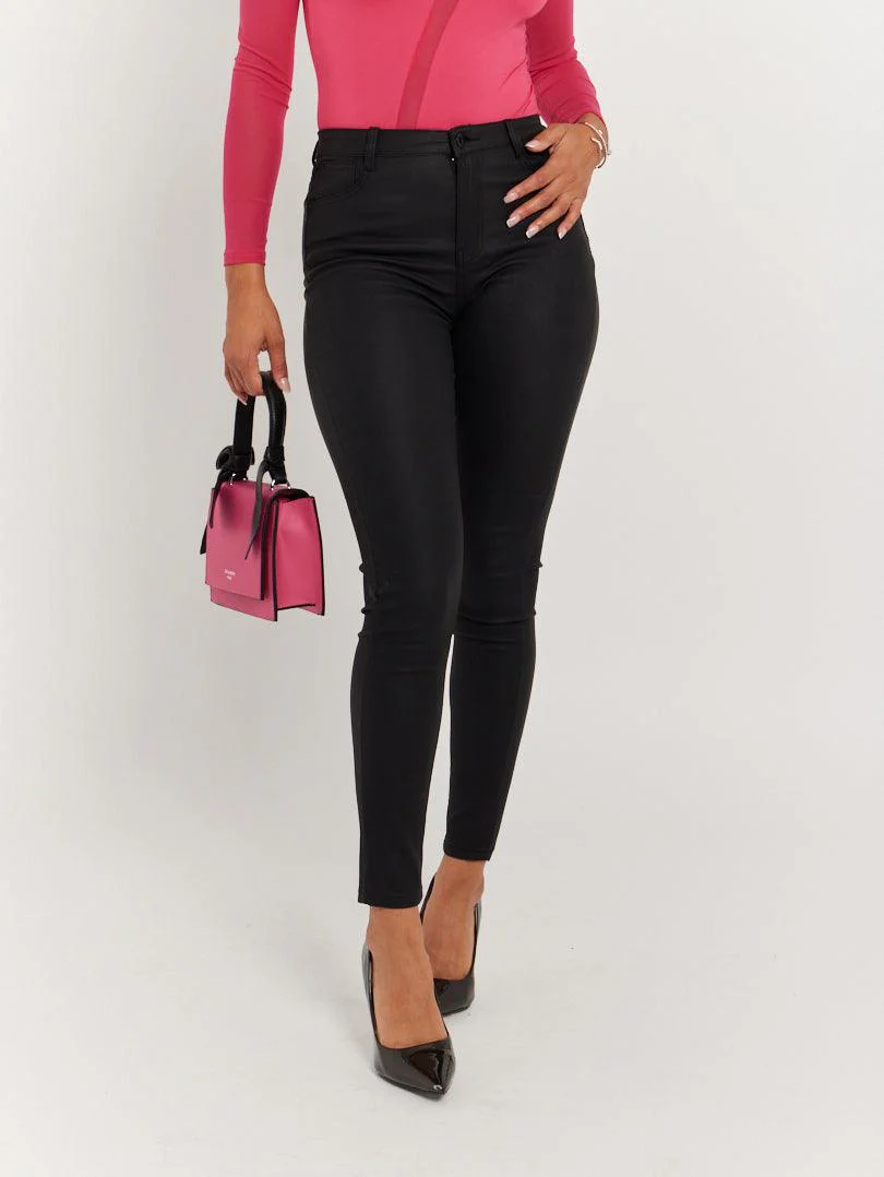 Pantalon skinny en toile enduite camel - Image 7