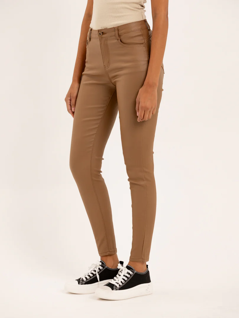 Pantalon skinny en toile enduite effet cuir - Image 3