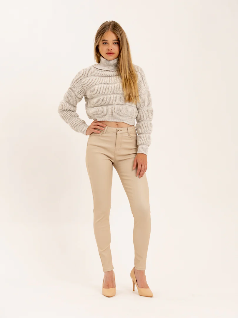 Pantalon skinny en toile enduite effet cuir - Image 5