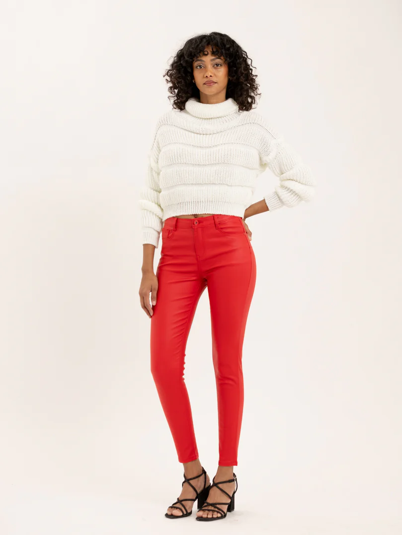 Pantalon skinny en toile enduite effet cuir - Image 9