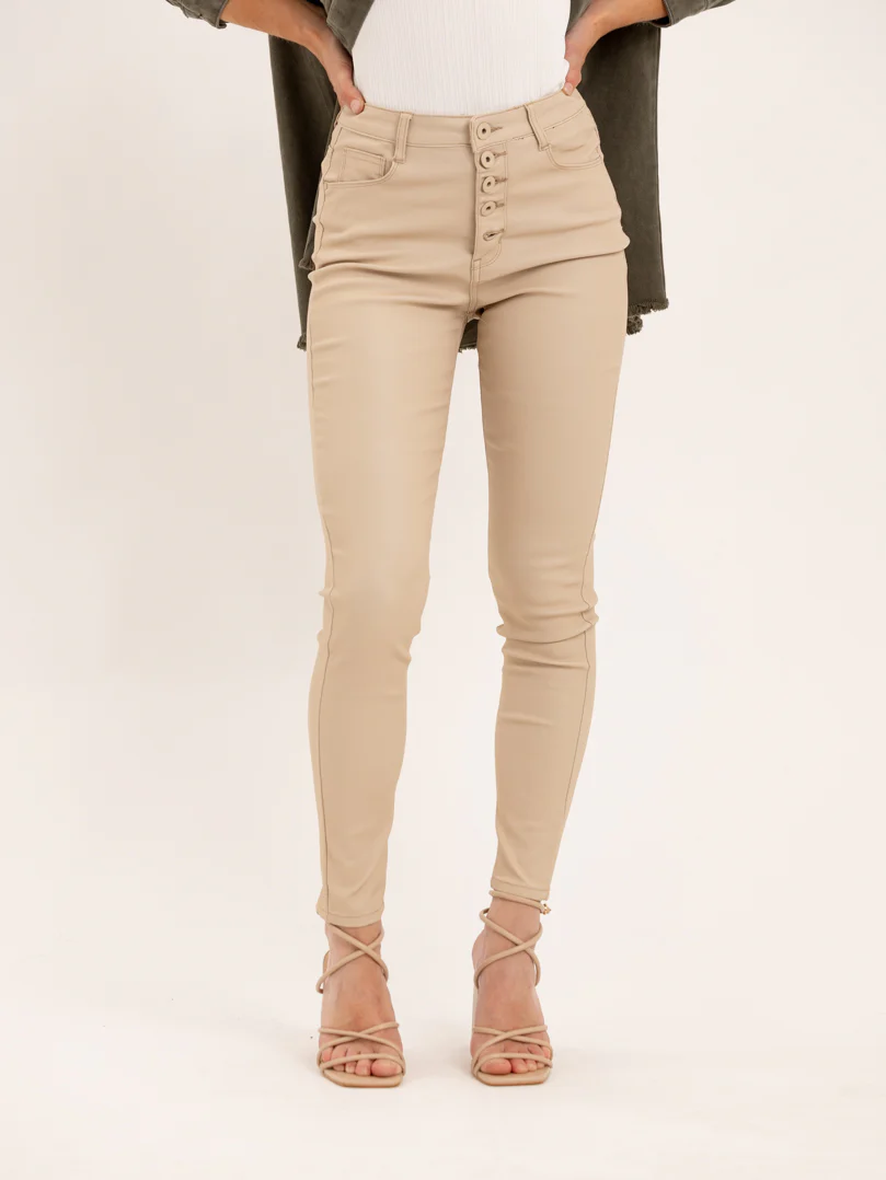 Pantalon skinny en toile enduite effet mat - Image 2