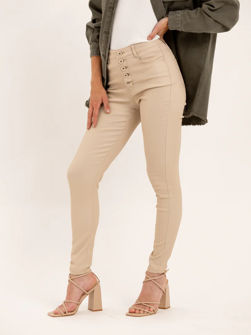 Pantalon skinny en toile enduite effet mat - Image 3