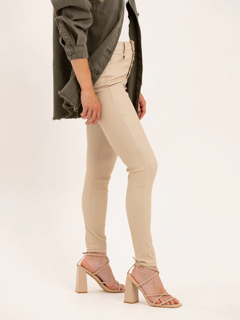 Pantalon skinny en toile enduite effet mat - Image 4