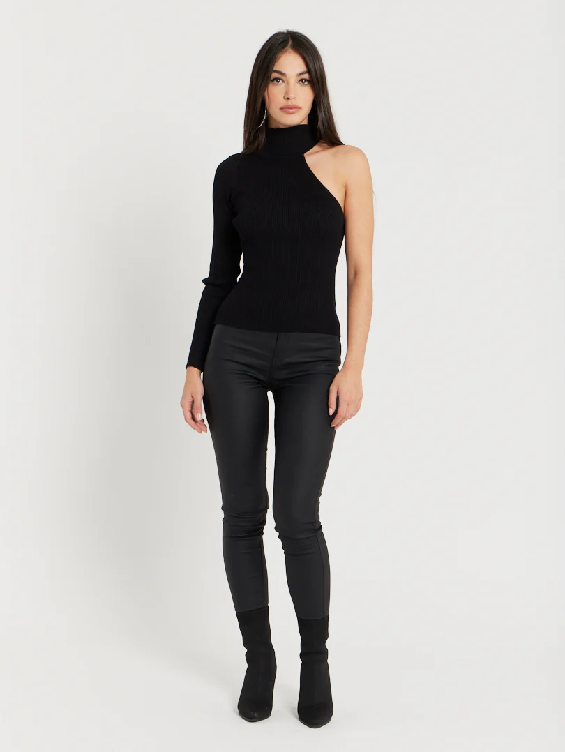 Pantalon skinny en toile enduite Noir