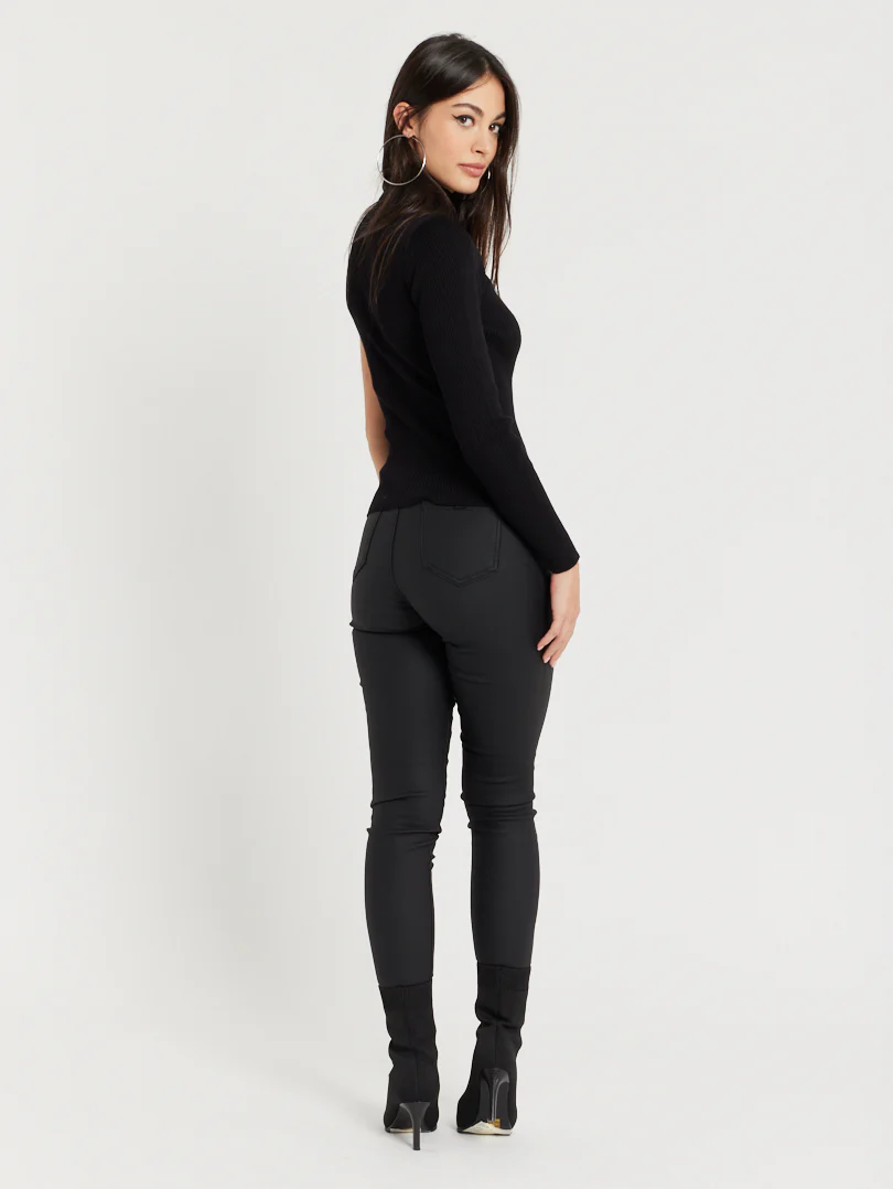 Pantalon skinny en toile enduite Noir - Image 2