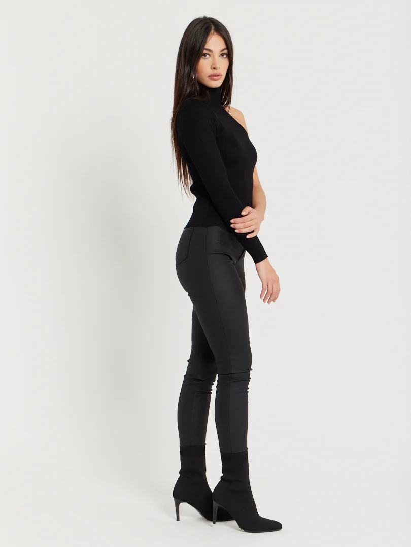 Pantalon skinny en toile enduite Noir - Image 3
