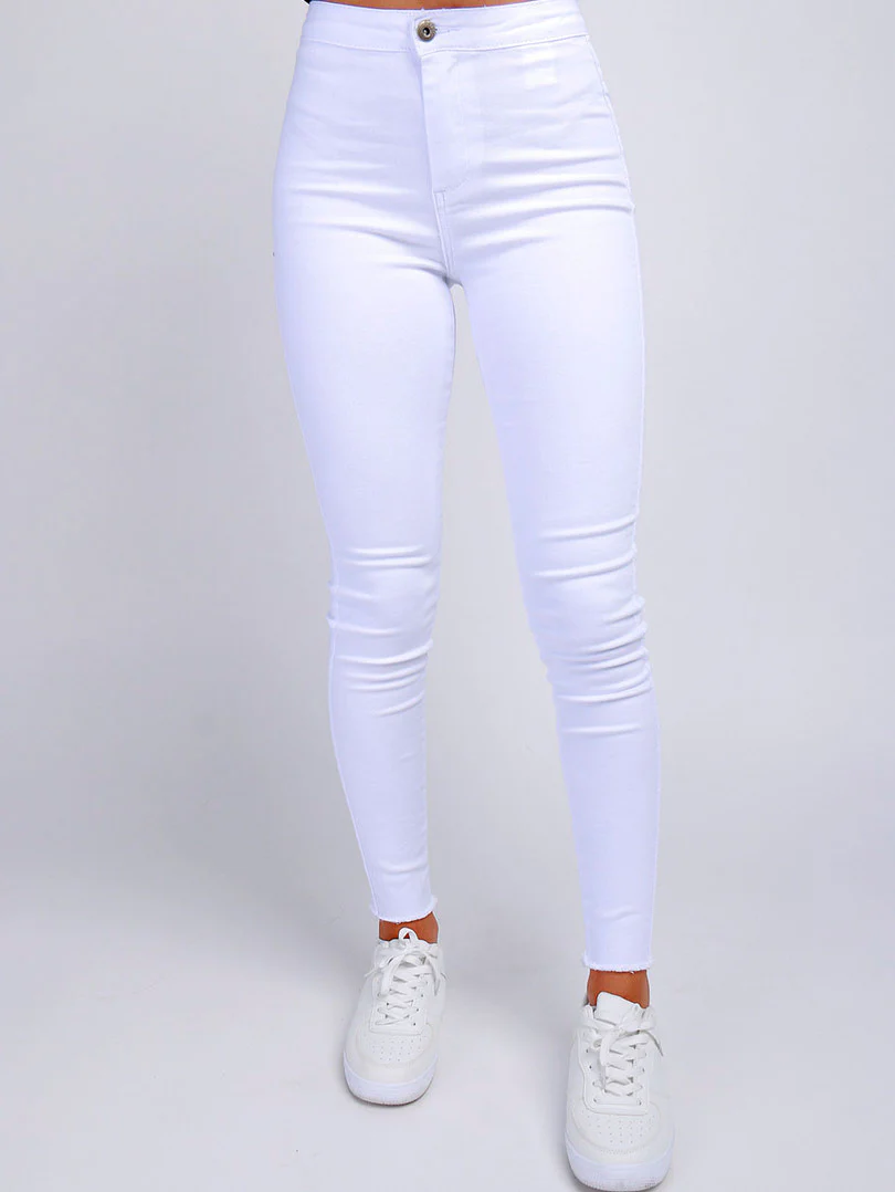 Pantalon skinny effet legging ourlet usé - Image 14