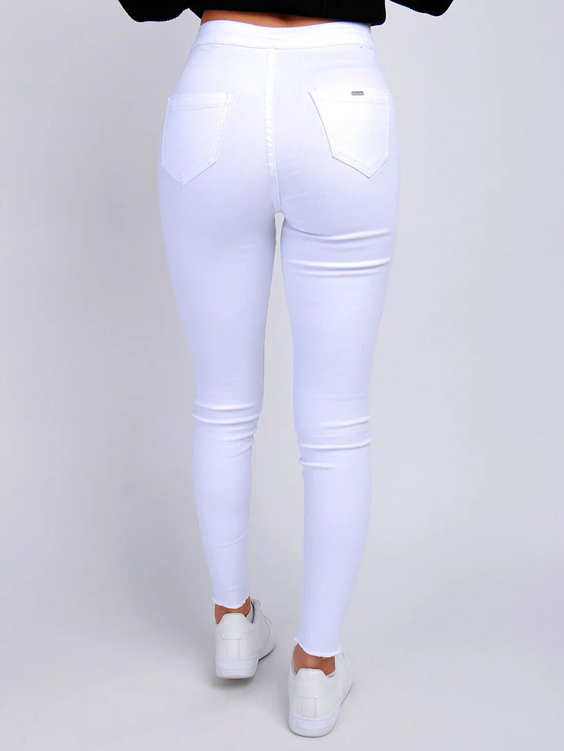 Pantalon skinny effet legging ourlet usé - Image 15