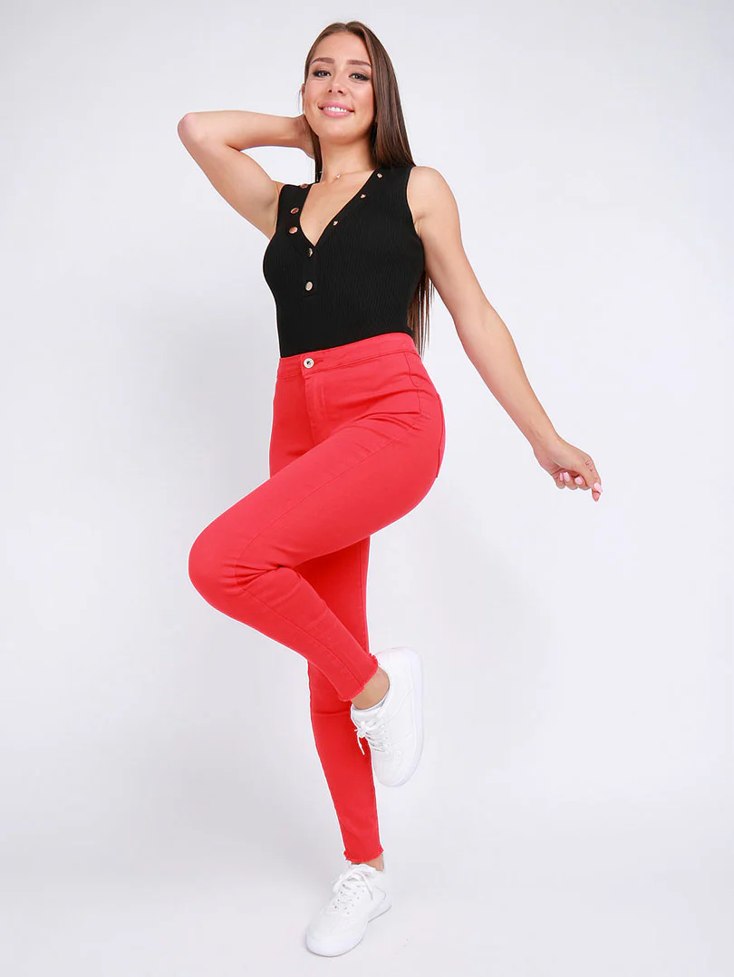 Pantalon skinny effet legging ourlet usé - Image 16