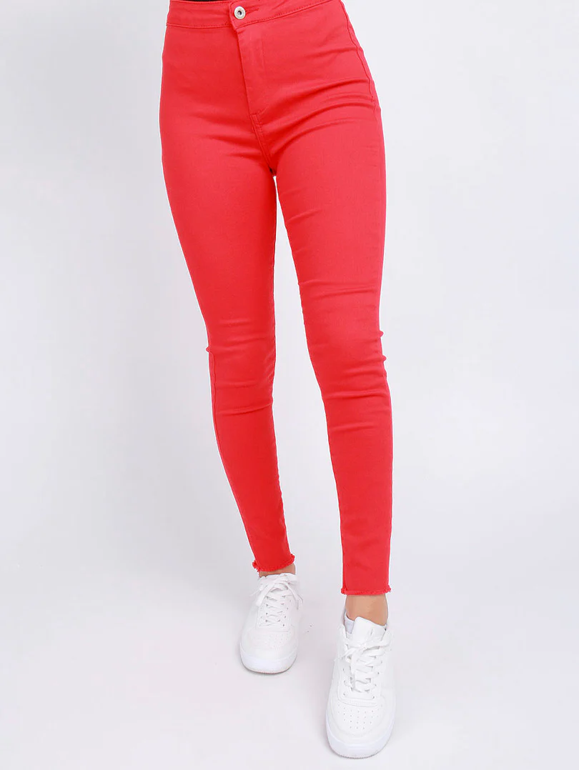 Pantalon skinny effet legging ourlet usé - Image 18