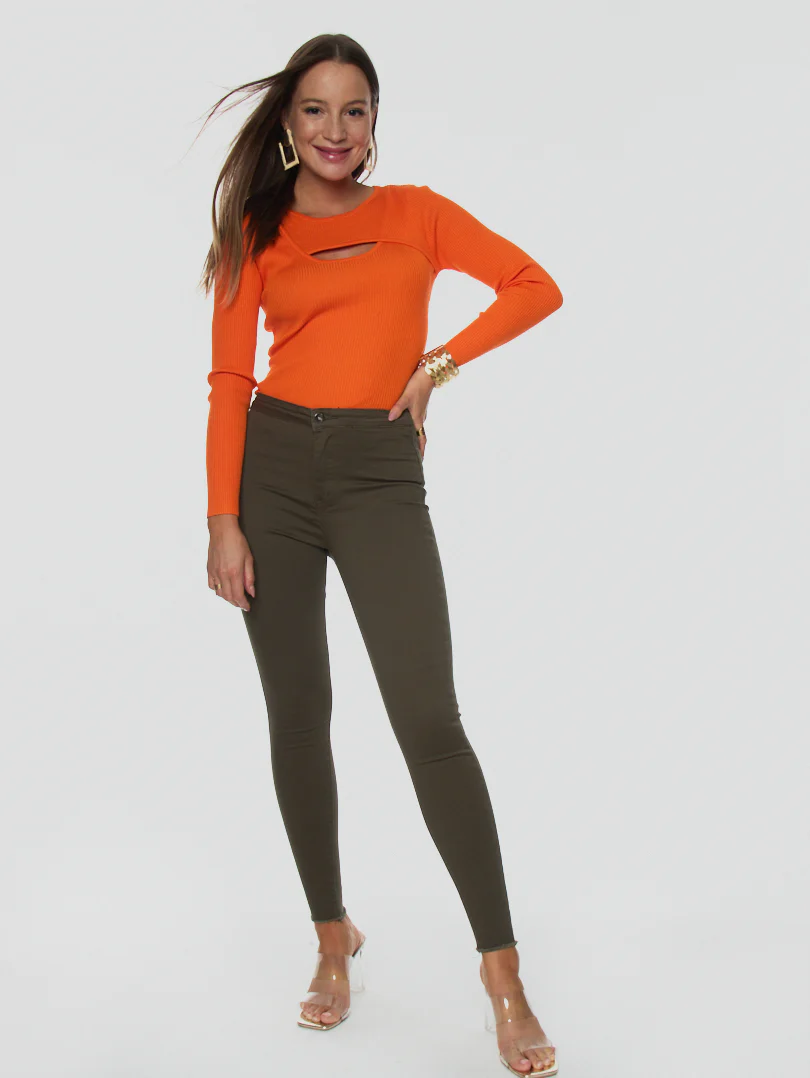 Pantalon skinny effet legging ourlet usé - Image 24