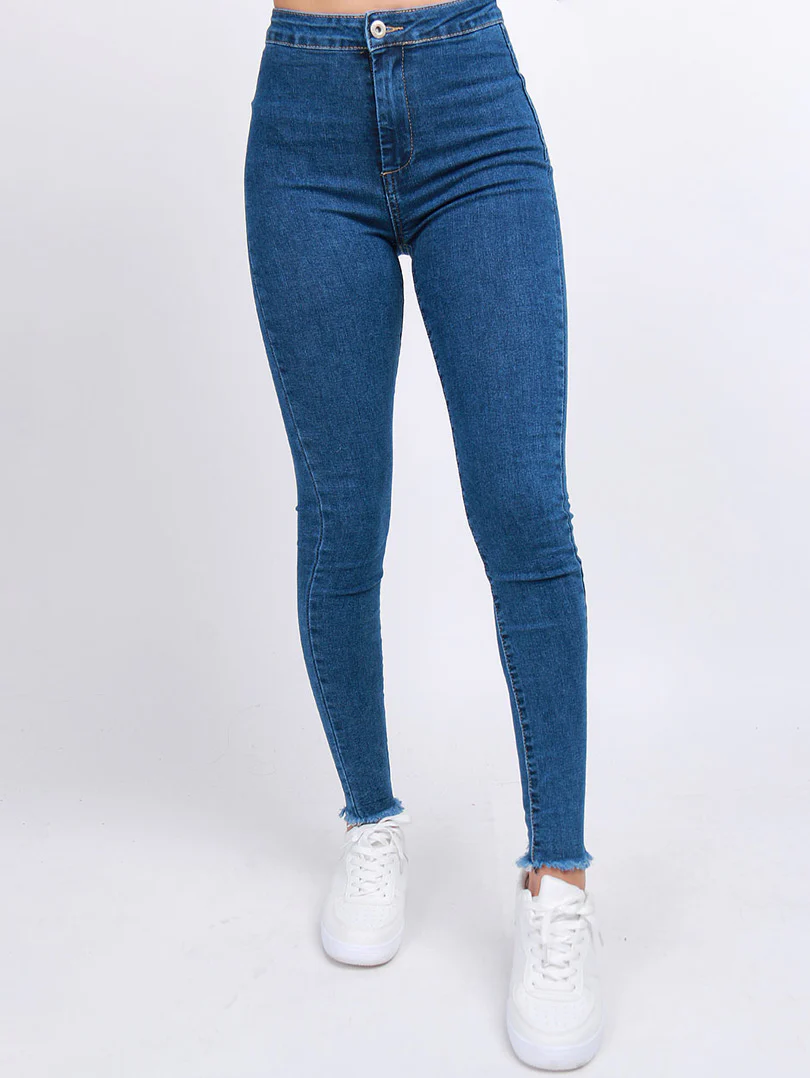 Pantalon skinny effet legging ourlet usé - Image 28