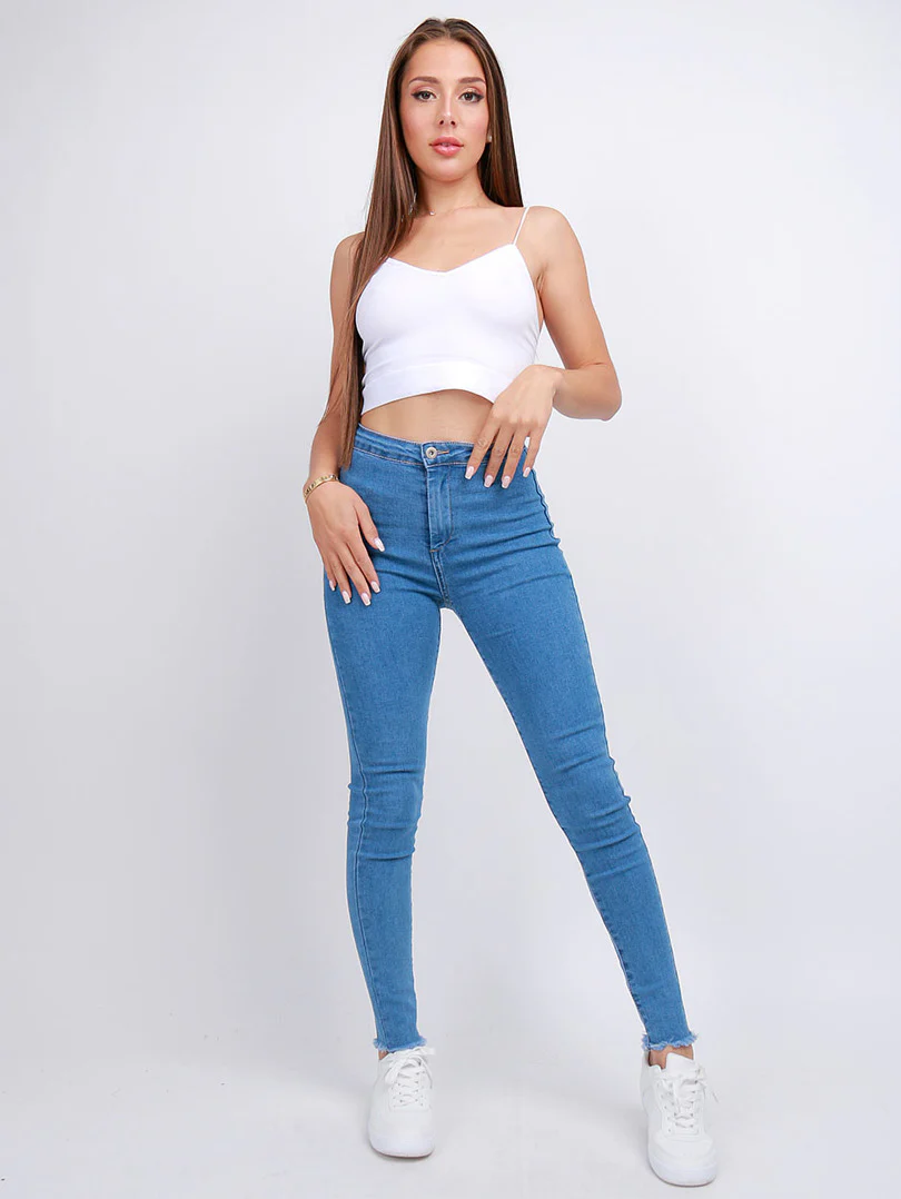 Pantalon skinny effet legging ourlet usé - Image 31